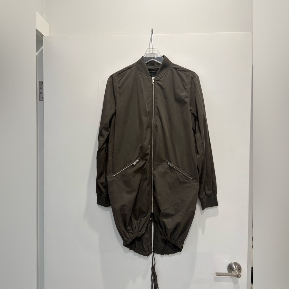 Military Green Long Bomber Jacket